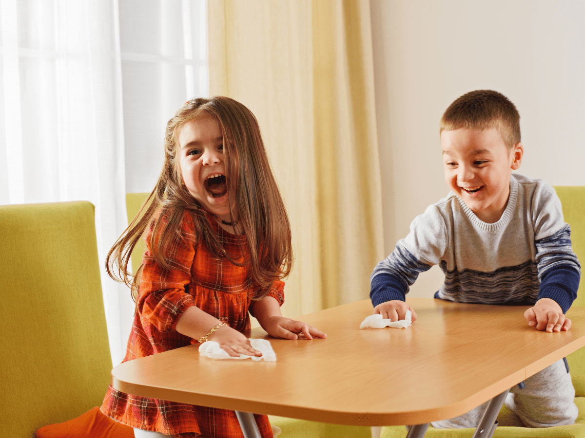 Children helping with age-appropriate chores