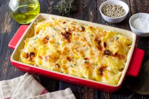 completely customizable, potato casserole is a great addition to large family dinner ideas.